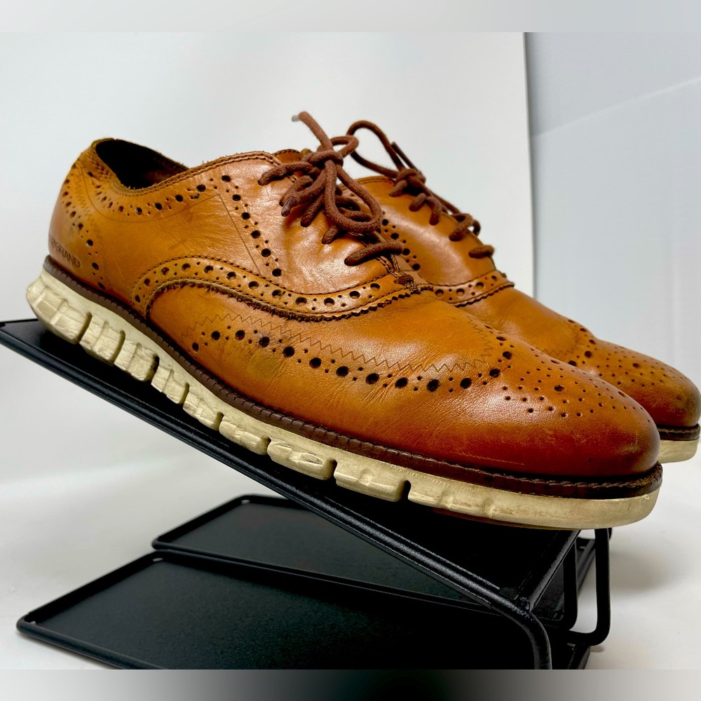 Cole Haan Zerogrand Wingtip Oxford C14493 Shoes British Tan Leather - Size 9